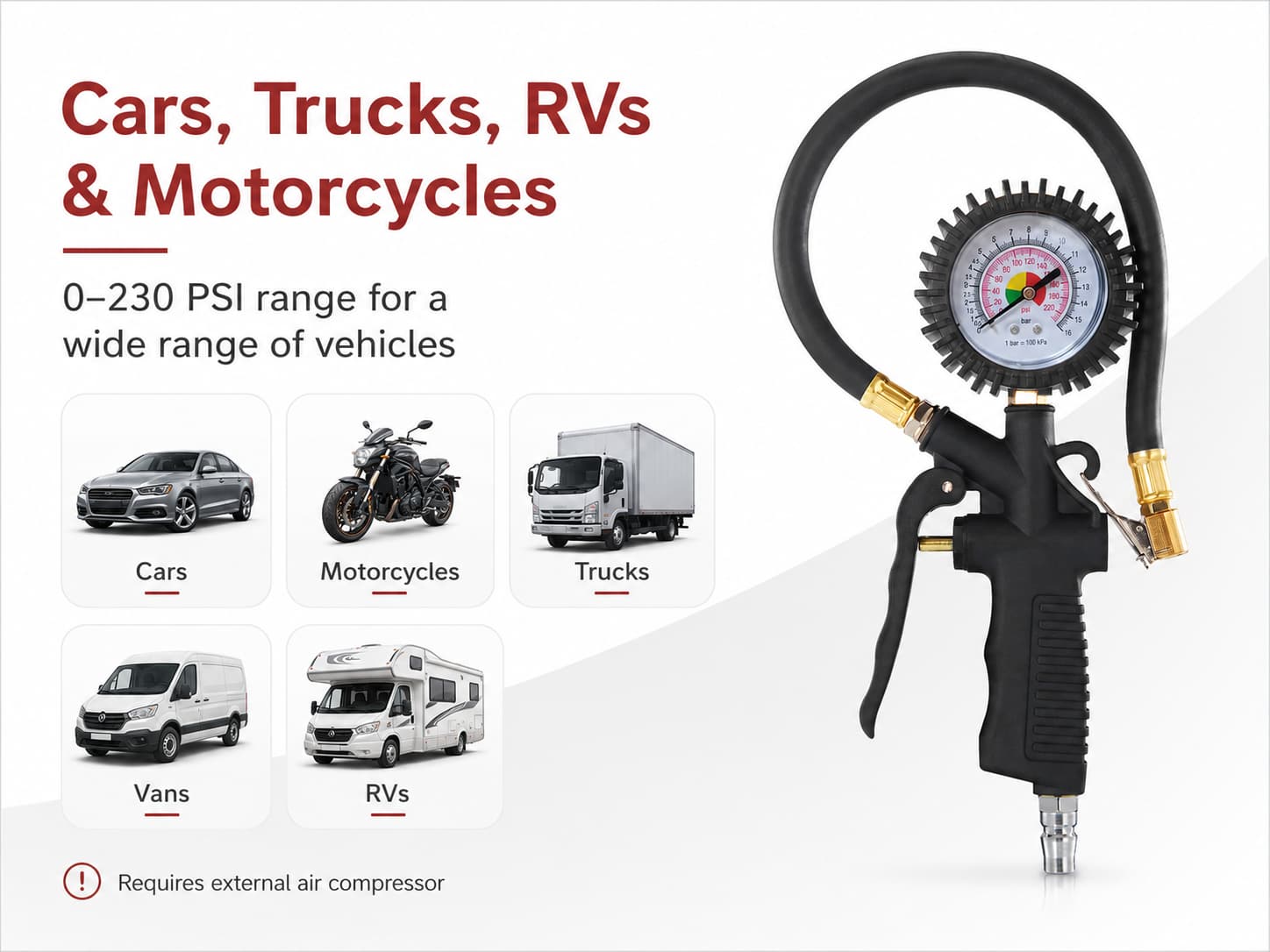 SEAPENG DP-203 Analog Tire Pressure Gauge for Cars, SUVs, Trucks & RVs - Image 15