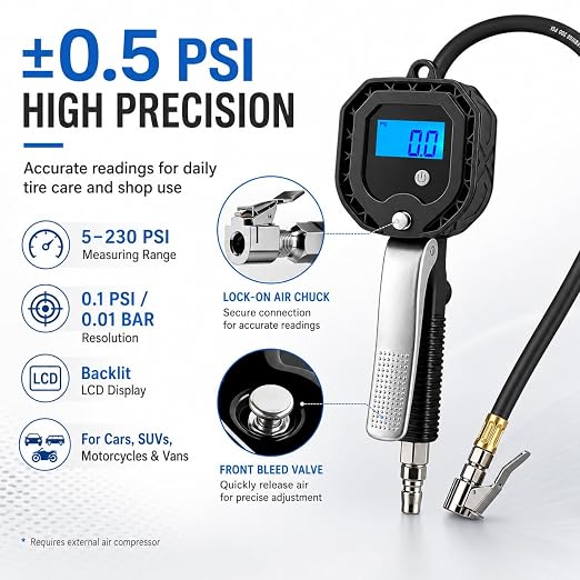 SEAPENG BW-002 Mechanical Tire Pressure Gauge, 5-230 PSI - Image 7