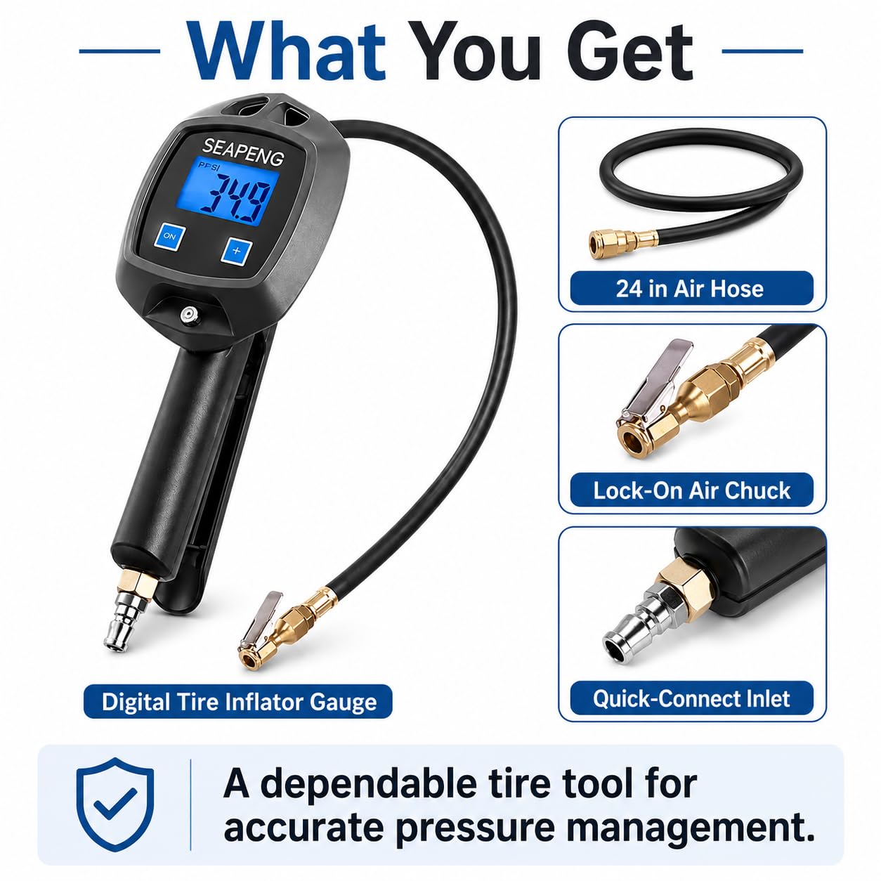 SEAPENG BW-L01 digital pressure gauge with durable handheld body