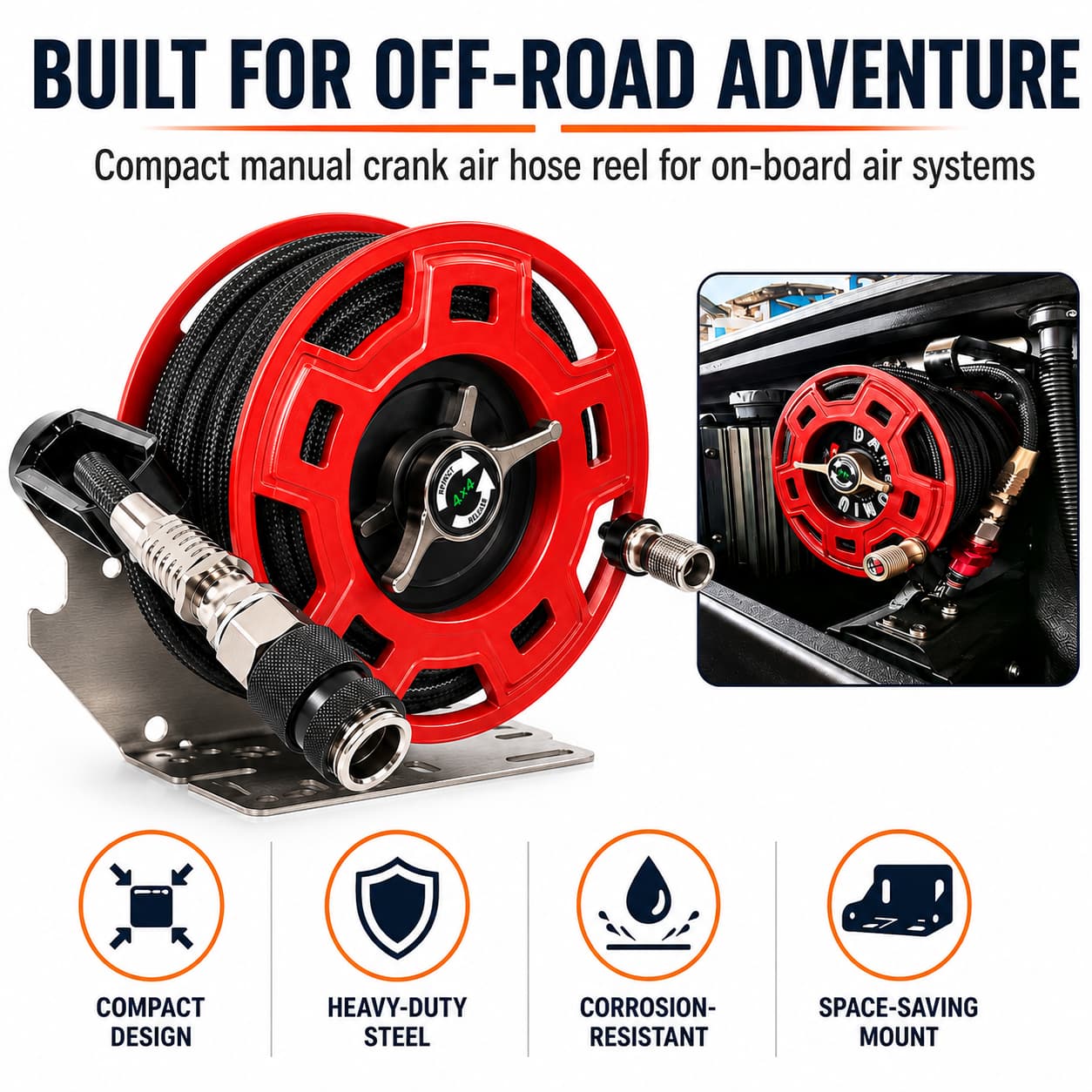 SEAPENG 7m Air Hose Reel for Off-Road Tire Inflation | Jeep, Truck & SUV - Image 13
